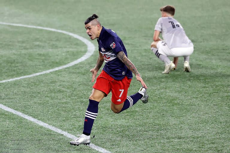 Gustavo Bou celebra su gol decisivo para New England Revolution frente a Montréal (2-1) en los playoffs, durante noviembre pasado.