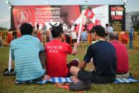 SDP supporters get a good seat before the rally begins. (Photo: Joseph Nair)