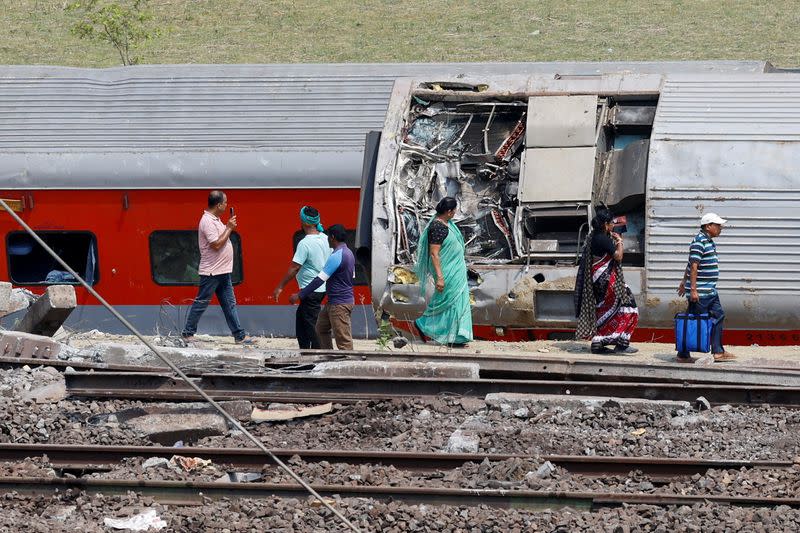 Aftermath of a train crash in India