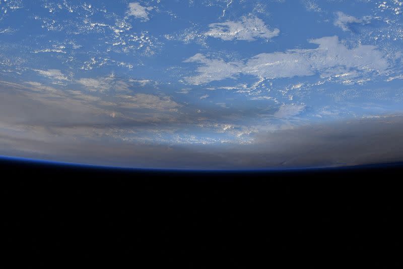 Ash from underwater volcanic eruption in Tonga is visible from the International Space Station