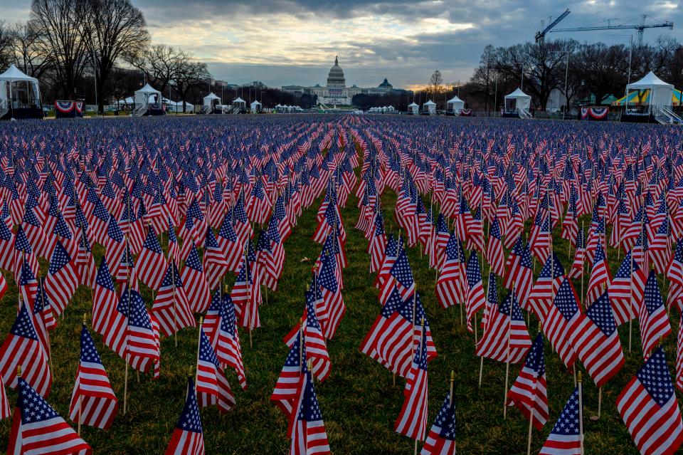 The “field of flags” on the National Mall ahead of Joe Biden’s swearing-in inauguration ceremony as the 46th US president (AFP via Getty Images)