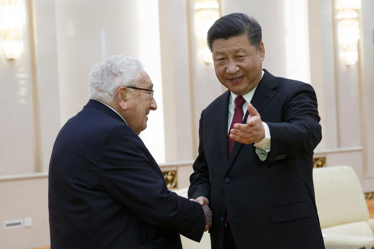 Chinese President Xi Jinping meets former U.S. Secretary of State Henry Kissinger at the Great Hall of the People, November 8, 2018 in Beijing, China.