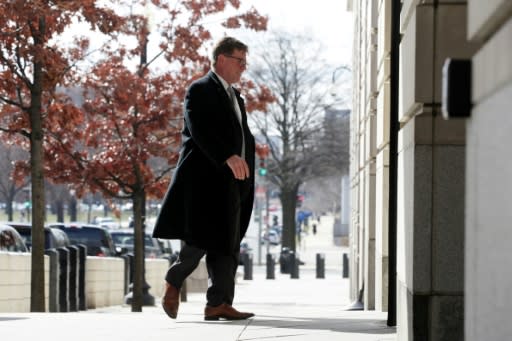 Charles Swift, director of the Constitutional Law Center for Muslims in America and lawyer for Islamic State group recruit Hoda Muthana, enters a Washington courthouse in March 2019