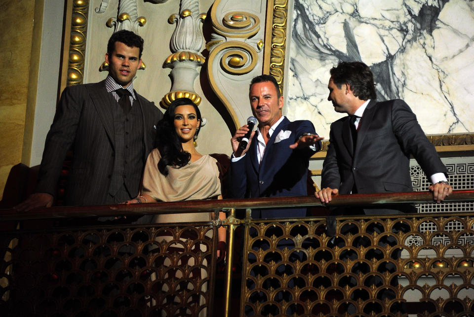 NEW YORK, NY - AUGUST 31:  (L-R) NBA player Kris Humphries, Kim Kardashian, Colin Cowie and Jason Binn attend A Night of Style & Glamour to welcome newlyweds Kim Kardashian and Kris Humphries at Capitale on August 31, 2011 in New York City.  (Photo by Dimitrios Kambouris/Getty Images)