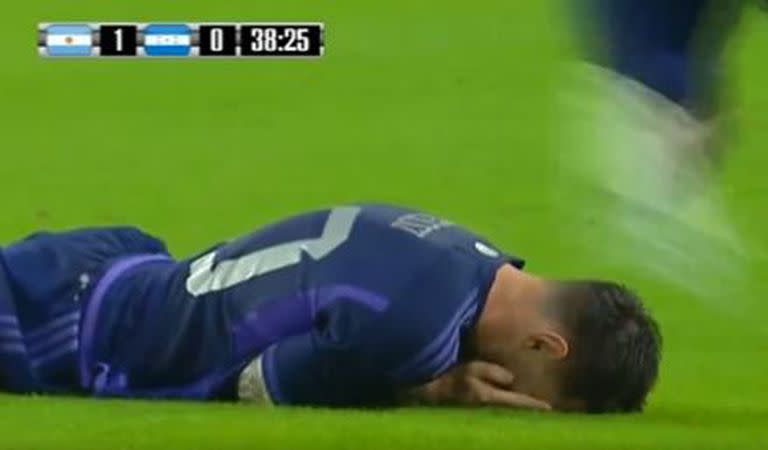 Messi terminó en el piso
