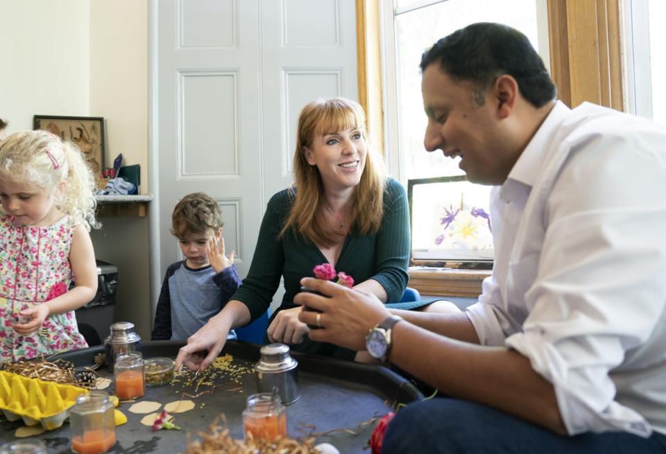 Angela Rayner and Scottish Labour leader Anas Sarwar in Edinburgh (Jane Barlow/PA) (PA Wire)