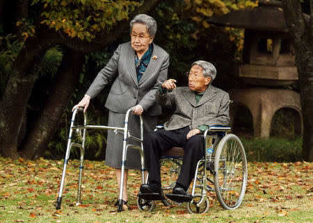 Japanese Prince Mikasa and his wife Princess Yuriko are seen at their residence in Tokyo on November 16, 2015. REUTERS/Imperial Household Agency of Japan/Handout via Reuters/File Photo