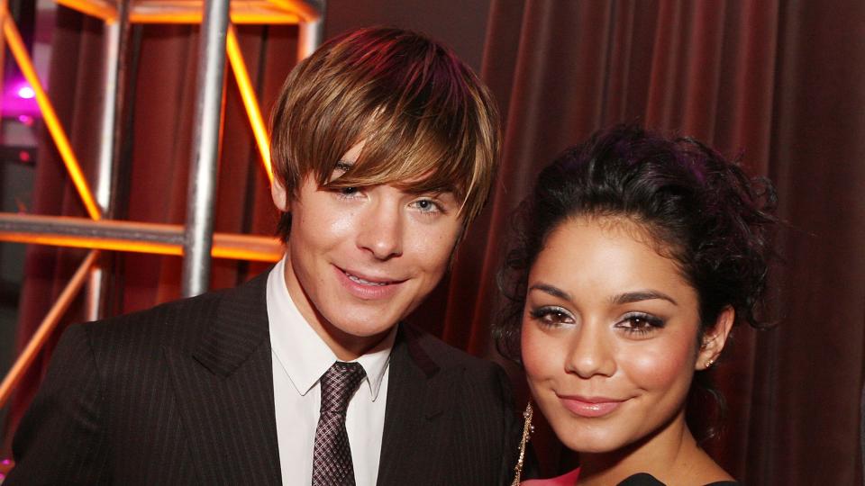 Zac Efron and Vanessa Hudgens pose at the afterparty for the premiere of New Line's "Hairspray" in Ackerman Hall at UCLA on July 10, 2007 in Los Angeles, California