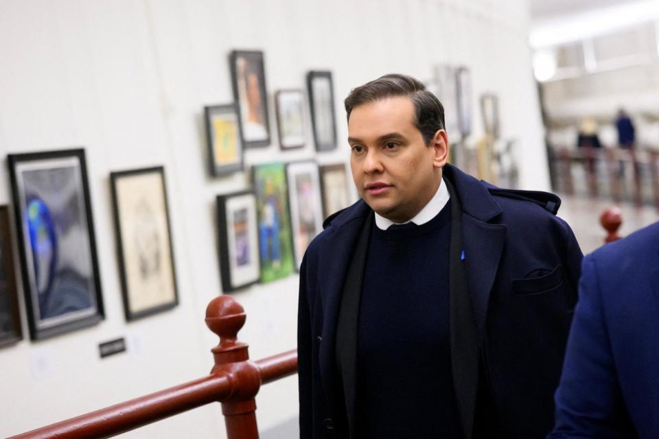 PHOTO: In this Dec. 1, 2023, file photo, Rep. George Santos walks from his office to the U.S. Capitol in Washington, D.C. (Mandel Ngan/AFP via Getty Images, FILE)