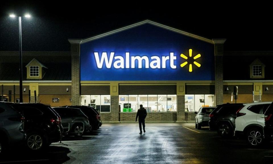 A shopper leaving a walmart.