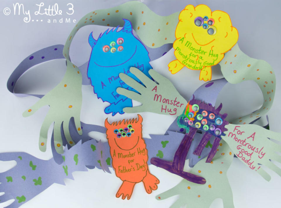 <p>Kids Craft Room</p><p>Give dad a monster-sized hug with a crafty monster hug Father's Day card idea from <a href="https://kidscraftroom.com/fathers-day-card-monster-hug-card/" rel="nofollow noopener" target="_blank" data-ylk="slk:Kids Craft Room;elm:context_link;itc:0;sec:content-canvas" class="link ">Kids Craft Room</a>. Your little monster will love making it!</p>