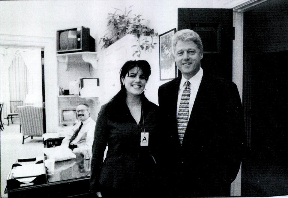 Monica Lewinsky depicted with former president Bill Clinton in 1998. (Photo: Getty Images)