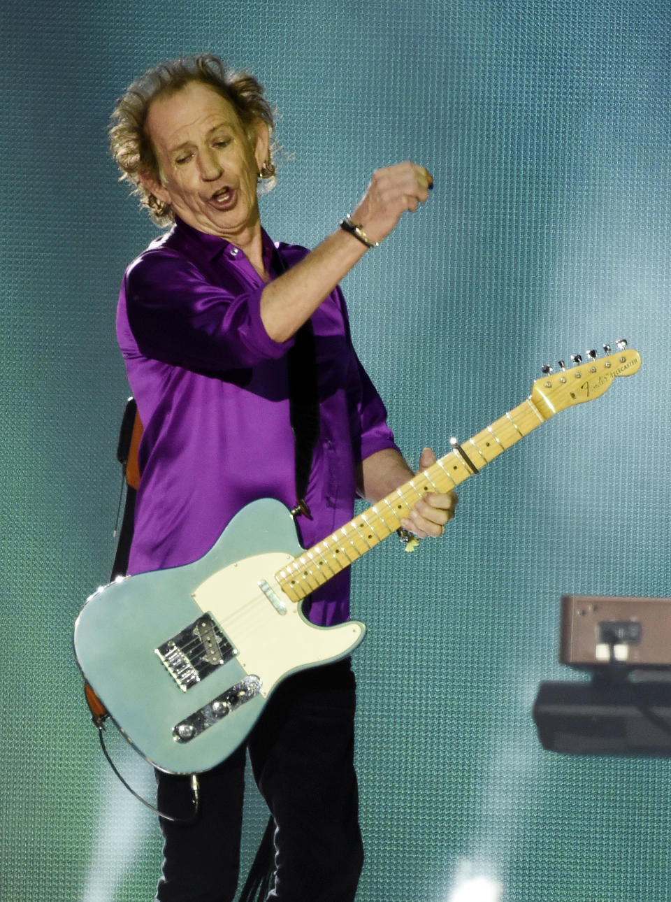 Keith Richards of the Rolling Stones performs during the group's concert at the Rose Bowl, Thursday, Aug. 22, 2019, in Pasadena, Calif. (Photo by Chris Pizzello/Invision/AP)