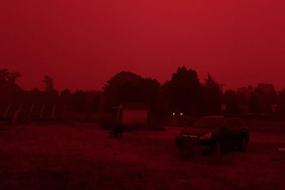 The view from Shimanek Bridge Farm near Scio, Ore., when wildfires swept through the area in September.<span class="copyright">Courtesy Kendra Kimbrauskas</span>