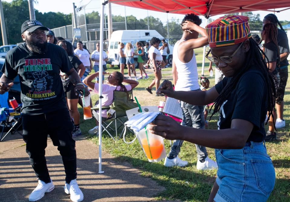 Hundreds of people gathered at the Brent Athletic Park for a previous Juneteenth celebration. The community event returns on Saturday with fun, games and food.