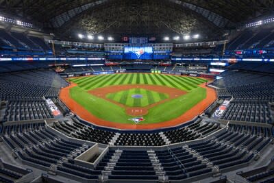 Toronto Blue Jays showcase the all-new 100 level seating bowl at Rogers Centre. The original 100 level infield seating bowl was fully demolished from foul pole to foul pole, and redesigned for a baseball-first viewing experience. (CNW Group/Toronto Blue Jays)