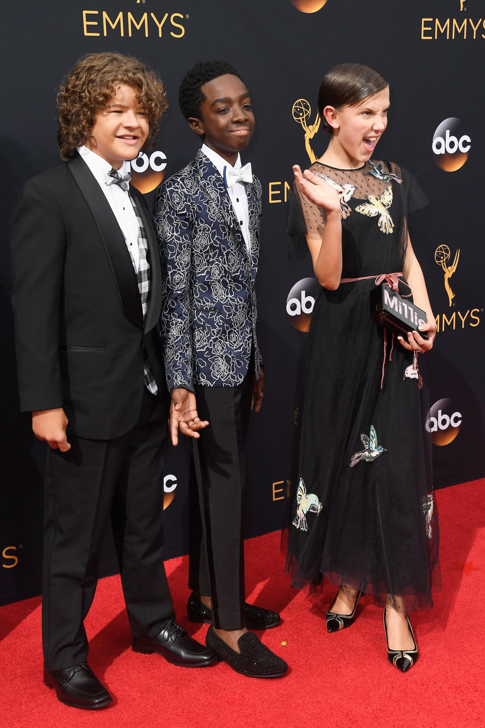 LOS ANGELES, CA - SEPTEMBER 18:  (L-R) Actors Gaten Matarazzo, Caleb McLaughlin and Millie Bobby Brown attend the 68th Annual Primetime Emmy Awards at Microsoft Theater on September 18, 2016 in Los Angeles, California.  (Photo by Frazer Harrison/Getty Images)
