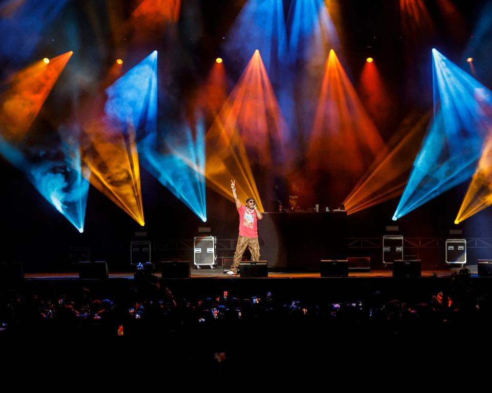 Nelly performs for a standing-room-only crowd at the Iowa State Fair Grandstand on Saturday, Aug. 13, 2022, in Des Moines.