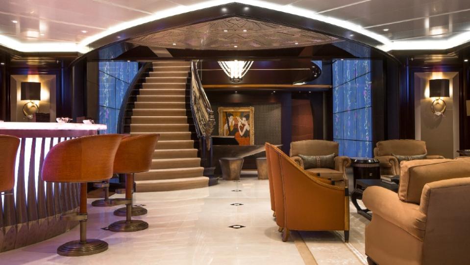 The 312-foot 'Kismet' is a showman's palace designed with a far-out luxe look that includes gold, black, glass and full walls of video screens. 