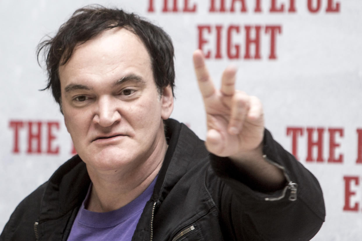 Quentin Tarantino at a press conference in Rome to promote The Hateful Eight