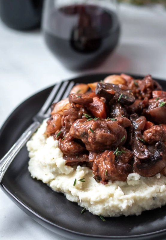 <p>My Quiet Kitchen</p><p>Surprisingly easy to prepare yet perfect for special occasions, this Vegan Seitan Bourguignon comes together in one pot and features carrots and pearl onions, fresh thyme and a hearty red wine sauce.</p><p><strong>Get the recipe: <a href="https://myquietkitchen.com/vegan-seitan-bourguignon/" rel="nofollow noopener" target="_blank" data-ylk="slk:Vegan Seitan Bourguignon;elm:context_link;itc:0;sec:content-canvas" class="link rapid-noclick-resp">Vegan Seitan Bourguignon</a></strong></p>