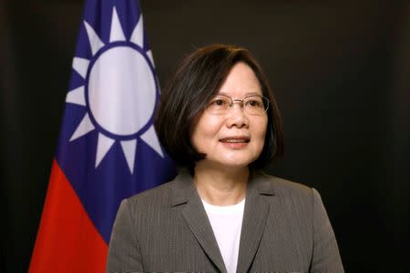 FILE PHOTO: Taiwan President Tsai Ing-wen poses for photographs during an interview with Reuters at the Presidential Office in Taipei, Taiwan April 27, 2017. REUTERS/Tyrone Siu/File Photo