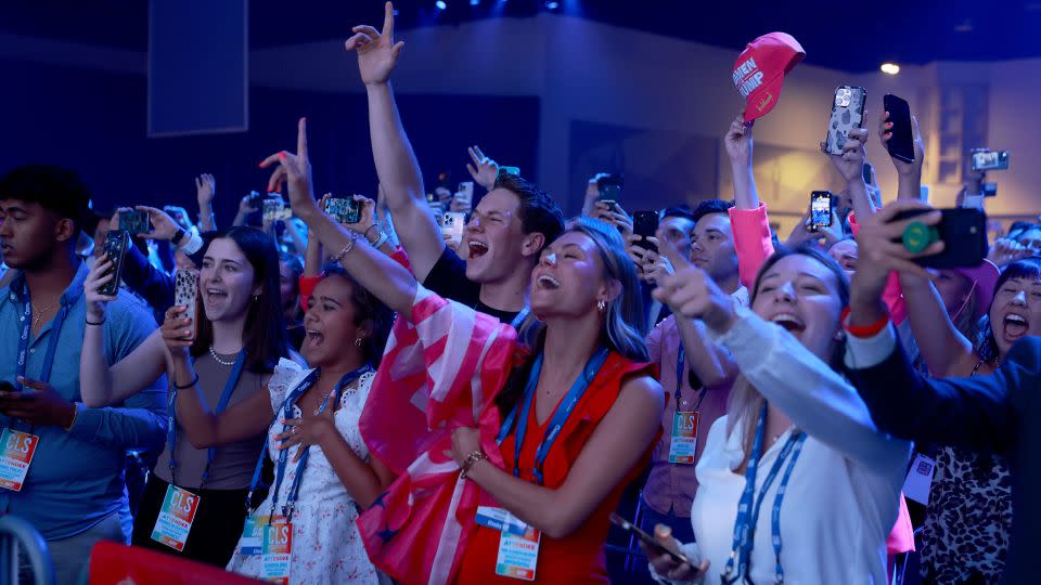 Young supporters of former President Donald Trump cheer at the Turning Point USA Student Action Summit in Tampa, Florida, on July 23, 2022. - Joe Raedle/Getty Images