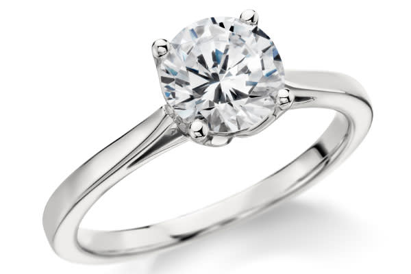 Monique Lhuillier Cathedral Solitaire Engagement Ring in Platinum