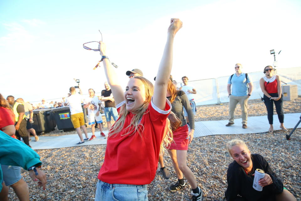 England fans are celebrating after a dramatic World Cup win over Colombia