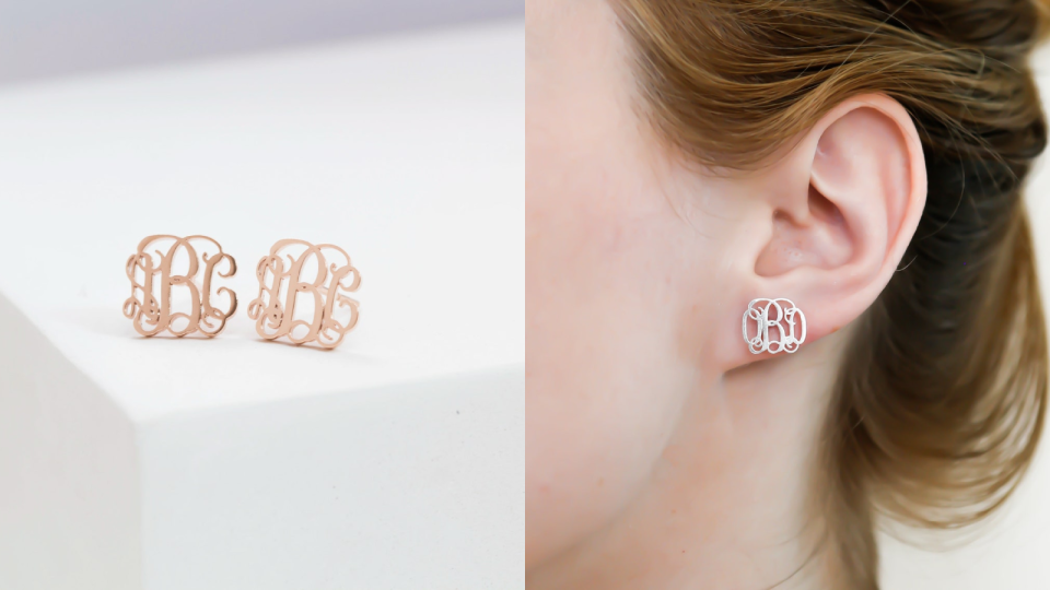 Best personalized Valentine's Day gifts: Monogram Earrings.