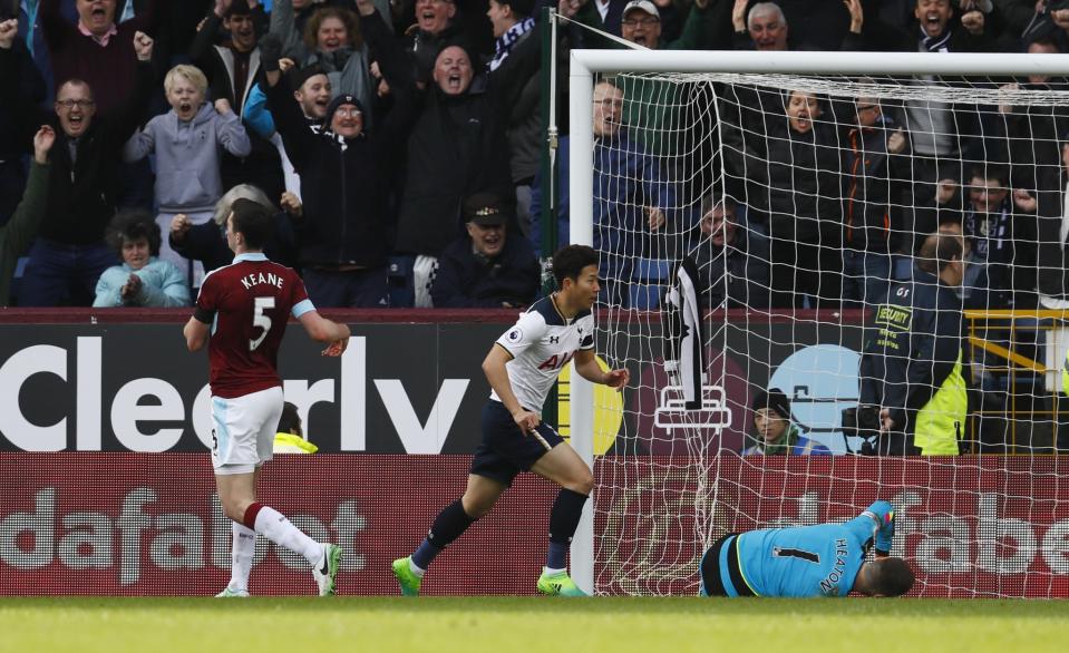 <p>Tottenham’s Son Heung-min scores their second goal </p>