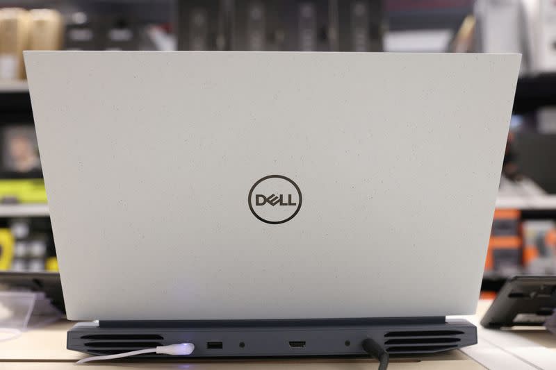 FILE PHOTO: A Dell laptop is seen for sale in a store in Manhattan, New York City, U.S.