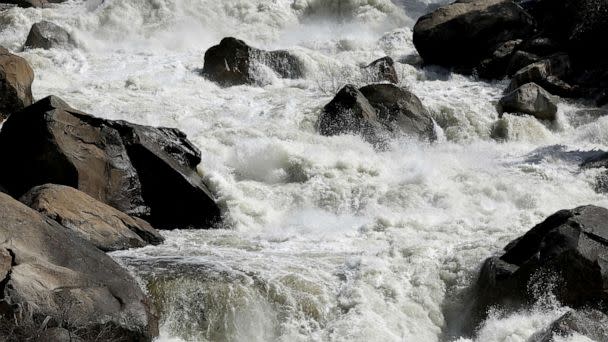 PHOTO: The Merced River surges as warm temperatures melt snowpack, April 29, 2023, near Yosemite National Park, Calif. (Mario Tama/Getty Images, FILE)