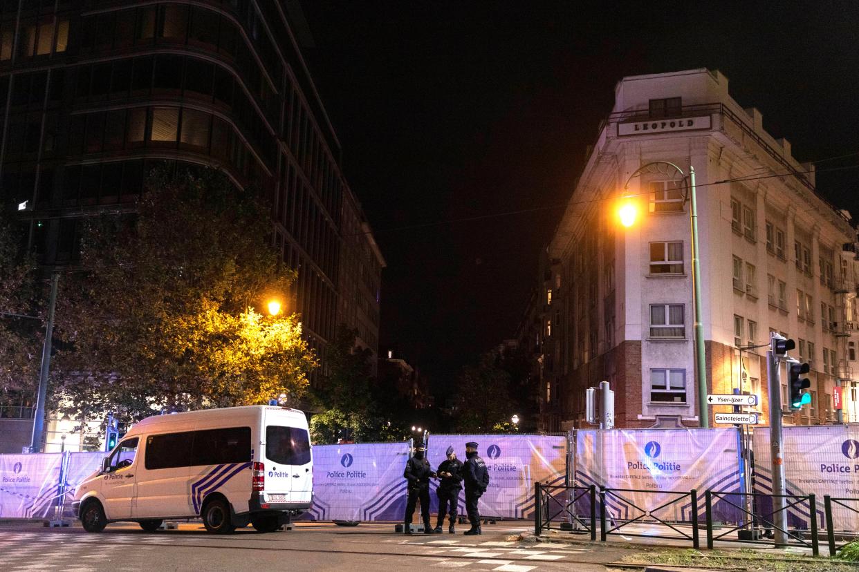 Police cordon off an area where a shooting took place in the center of Brussels (Copyright 2023 The Associated Press. All rights reserved)