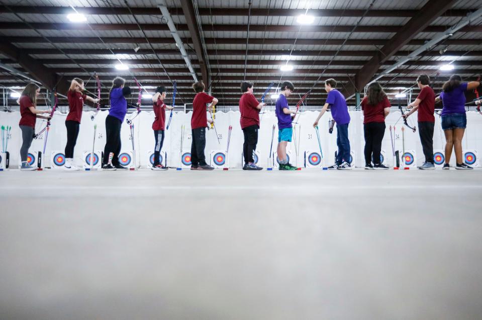 Hundreds of SPS students competed in a state-qualifying archery tournament at the Ozark Empire Fair Grounds Central Building on Wednesday, Jan. 31, 2024.