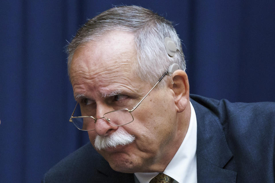 FILE - Rep. David McKinley, R-W.Va., during a House Energy and Commerce Committee hearing at the Capitol in Washington, Sept. 15, 2021. A Republican primary in West Virginia's 2nd Congressional District between two incumbents, McKinley and Rep. Alex Mooney, could hang on support for President Joe Biden's $1.2 trillion infrastructure law in the GOP-leaning state. (AP Photo/J. Scott Applewhite, File)