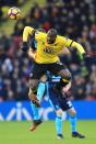 <p>Abdoulaye Doucoure of Watford heads the ball</p>