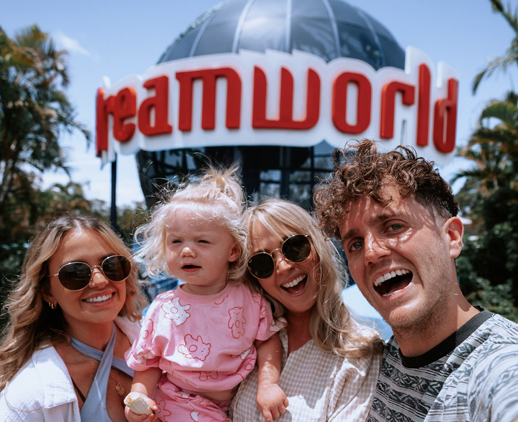 Family in selfie at Dreamworld