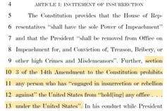 Snap shot of the text of the articles of impeachment