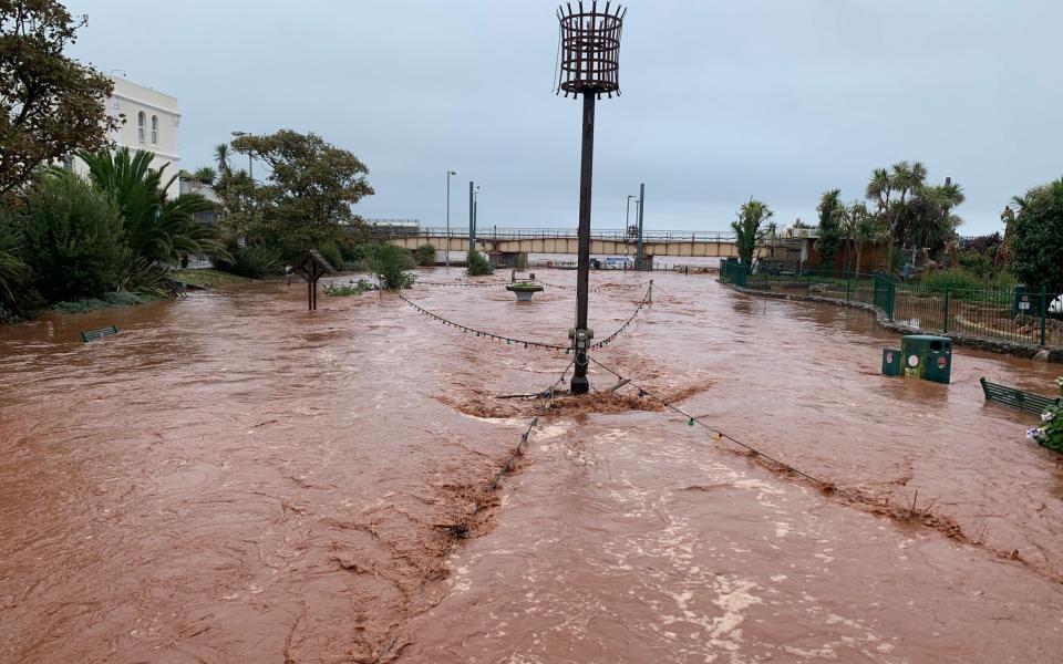 Dawlish on the Devon coast under water on Sunday