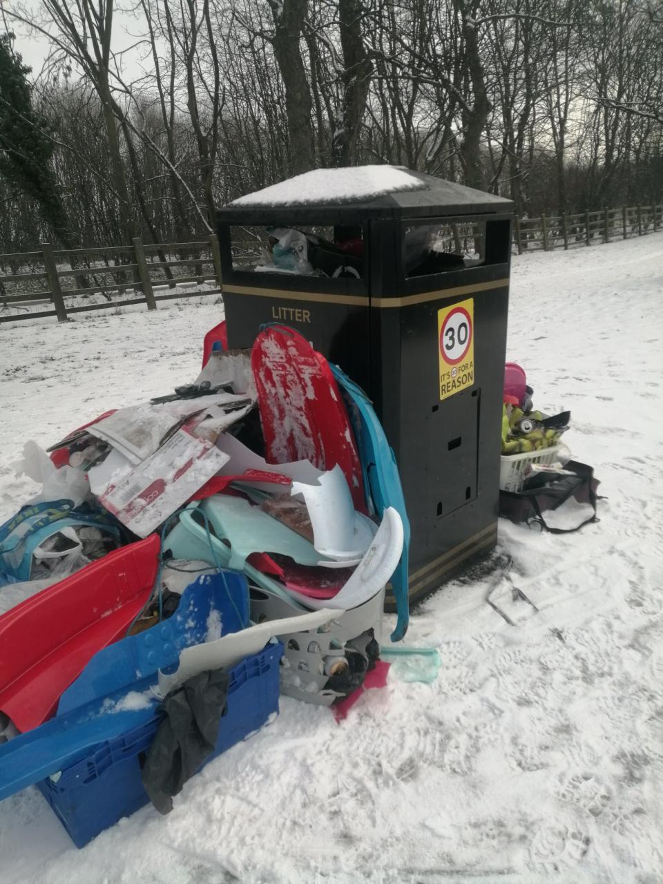 Twitter user DianeJojo10 posted a picture of a bin on the Moor saying 