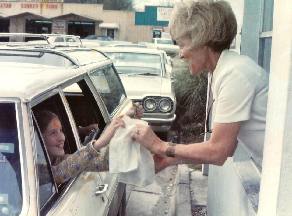 In an undated photo, customers go through the drive-thru of a Nu-Way Weiners. Courtesy