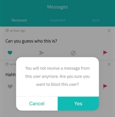 Users can block senders of abusive and offensive messages on Sarahah - Credit: Sarahah