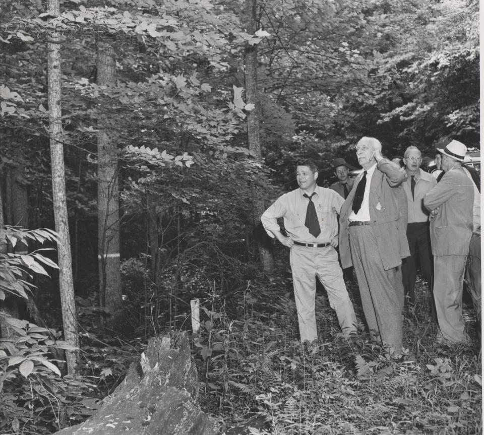 Carl Alvin Schenck, third from left in this 1951 photo, founded America's first school of forestry in 1898 in Asheville.