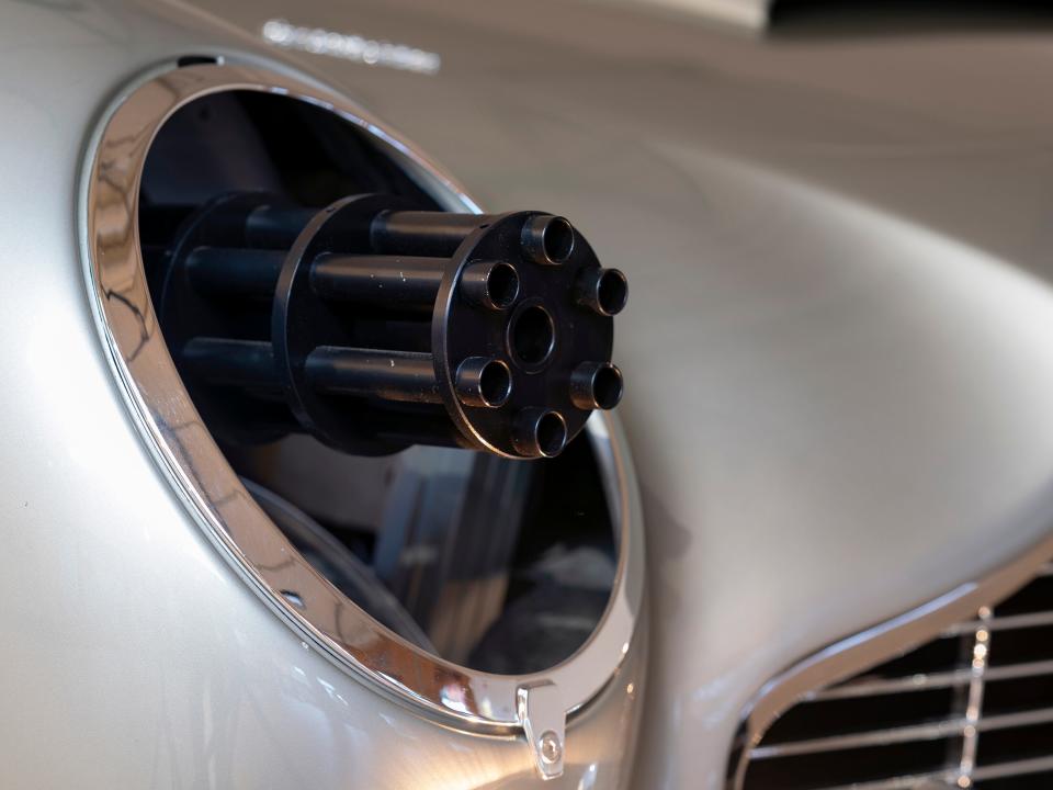 A picture of the gun mechanism installed on the Aston Martin for "No Time to Die".