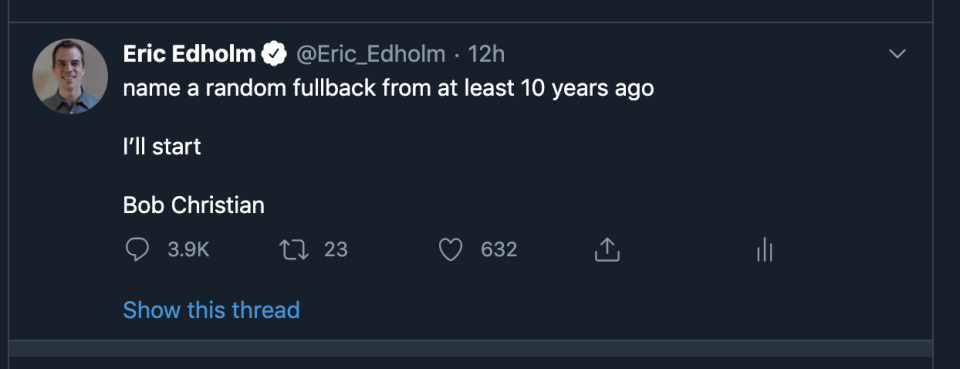 People love fullbacks. Or miss sports. Or both. Either way, it's art. (@Eric_Edholm on Twitter)