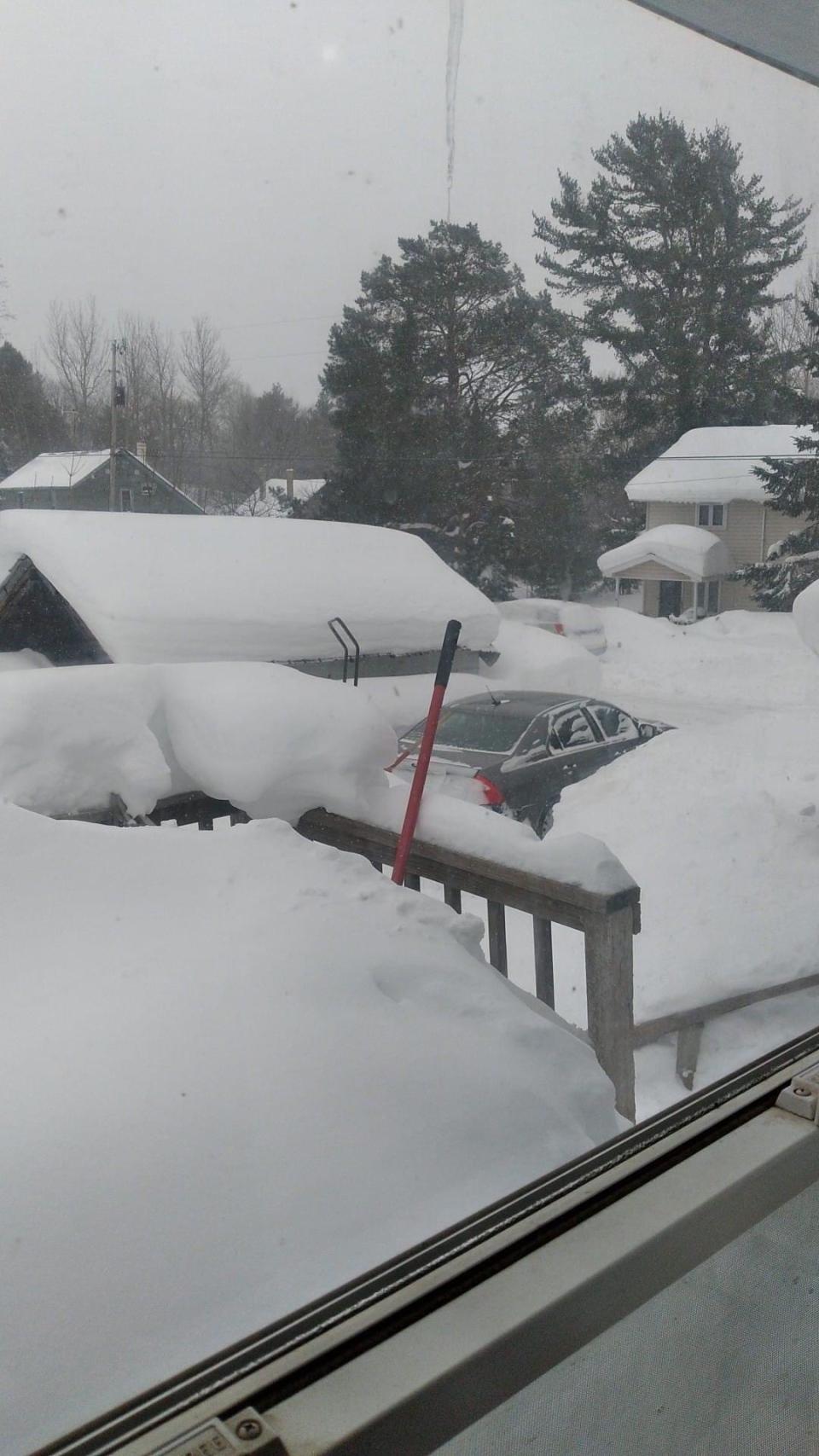 Painesdale, Mich. resident Ronnie Jackson says this was the view from his window on Wednesday morning following a record-breaking snow storm. Image provided by Ronnie Jackson.