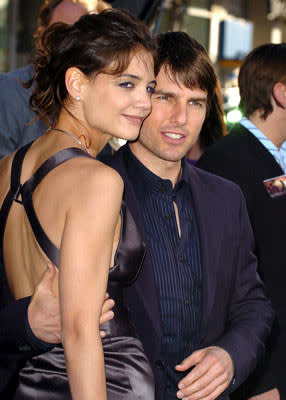 Katie Holmes and Tom Cruise at the Hollywood premiere of Warner Bros. Pictures' Batman Begins