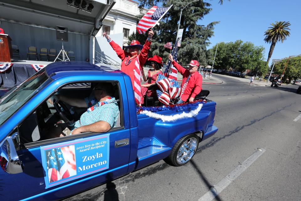 Key to the City recipient Zoyla Moreno joined in as Stockton celebrated Independence Day with a Fourth of July Parade on Sunday, July 4, 2021, after putting the annual event on hiatus last year due to the COVID pandemic.