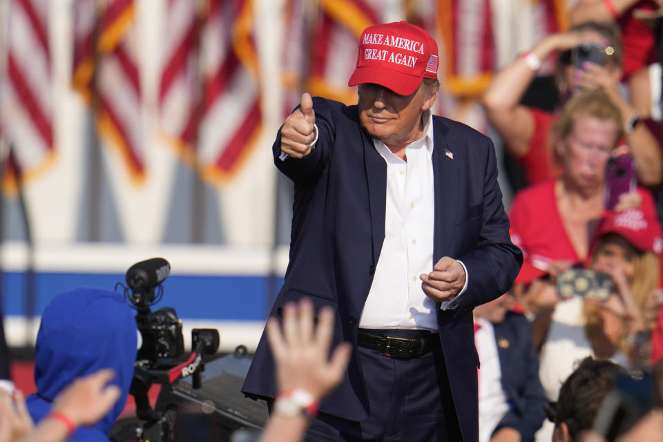 FILE - Republican presidential candidate former President Donald Trump speaks at a campaign event in Butler, Pa., July 13, 2024. The federal judge presiding over the classified documents case of former President Donald Trump in Florida has dismissed the prosecution because of concerns over the appointment of the prosecutor who brought the case. (AP Photo/Gene J. Puskar, File)